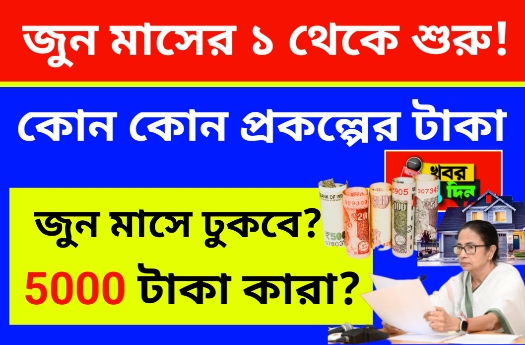জুন মাসে নয় থেকে দশটি প্রকল্পের টাকা,